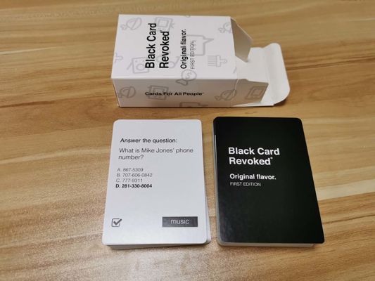 Carte noire et blanche de questions de Matt Laminated Playing Cards 106PCS pour le jeu